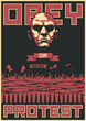 Protest or Obey Propaganda Poster, Dictator, Crowd, Barbed Wire 