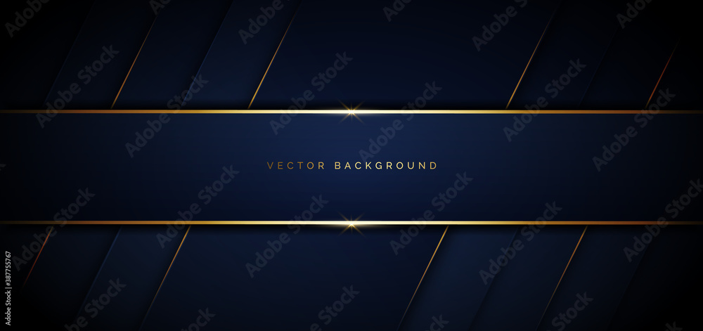 Banner dark blue geometric diagonal background with golden line and ...