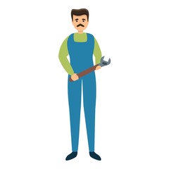 Poster - Worker with wrench icon. Cartoon of worker with wrench vector icon for web design isolated on white background