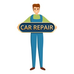 Poster - Car repair technician icon. Cartoon of car repair technician vector icon for web design isolated on white background