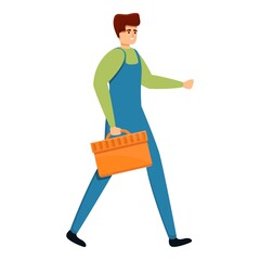 Poster - Technician with toolbox icon. Cartoon of technician with toolbox vector icon for web design isolated on white background