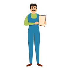 Poster - Mechanic with checklist icon. Cartoon of mechanic with checklist vector icon for web design isolated on white background