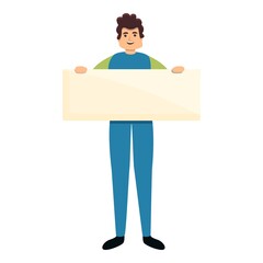 Poster - Man holding sign icon. Cartoon of man holding sign vector icon for web design isolated on white background