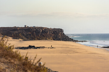 Coast in Fuerteventura at El Cotillo in the Canary Islands, Spain.