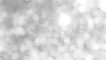 Wall Mural - white grey glittering, glowing light for twinkling banner background, bokeh glitter blink in night blurred background, glittering white gray background