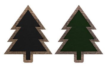 Sticker - Christmas tree chalkboard isolated on background. blackboard texture with copy space. Wood frame. Object with clipping path