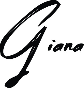 Giana-Female Name Modern Brush Calligraphy Cursive Text on White Background