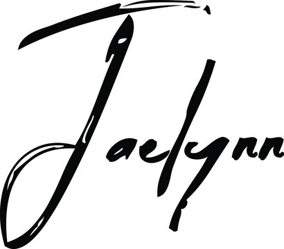 Jaelynn-Female Name Modern Brush Calligraphy Cursive Text on White Background
