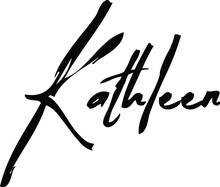 Kathleen-Female Name Modern Brush Calligraphy Cursive Text On White Background