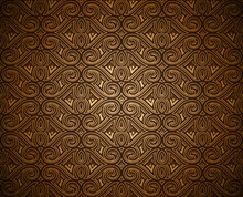 Vintage Ornamental Background With Swirly Gold Pattern, Vector Geometric Pattern In Medieval Style