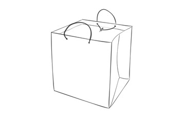 Illustration Vector Shopping Bag Paper Of A Sketch Styl