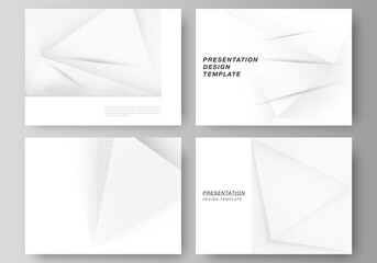 Poster - Vector layout of the presentation slides design templates, multipurpose template for presentation brochure, brochure cover. Halftone dotted background with gray dots, abstract gradient background