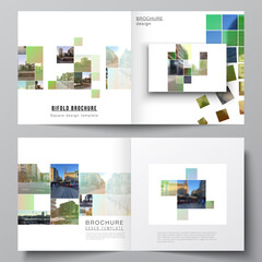 Wall Mural - vector layout of two covers templates for square design bifold brochure, flyer, magazine, cover desi