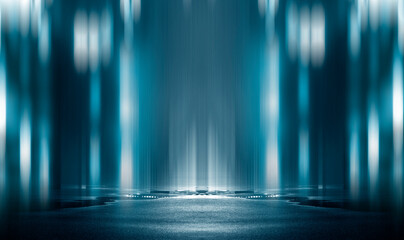 Wall Mural - light effect, blurred background. wet asphalt, night view of the city, neon reflections on the concr