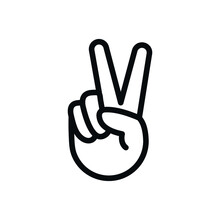 Peace Sign, Hand V Icon, Two Fingers Symbol