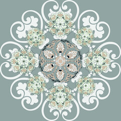 White and beige patterns on the gray background