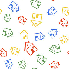Poster - Color House icon isolated seamless pattern on white background. Home symbol. Vector.