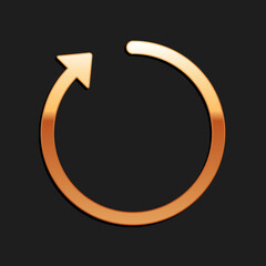 Poster - Gold Refresh icon isolated on black background. Long shadow style. Vector.