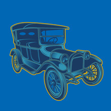 Vintage Illustration Pop Art Car Issolated Retro Mascot Design