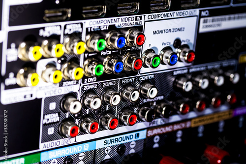 Cuadros en Lienzo Closeup of the backside of an AV receiver