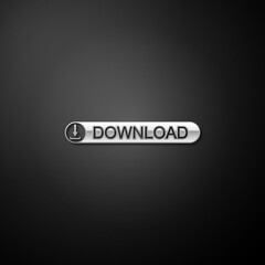 Poster - silver download button with arrow icon isolated on black background. upload button. load symbol. lon