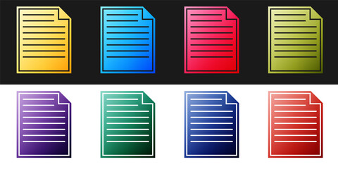 Poster - Set Document icon isolated on black and white background. File icon. Checklist icon. Business concept. Vector.