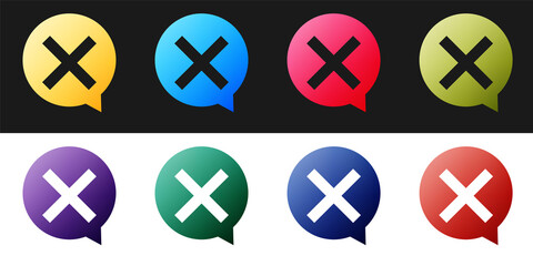 Poster - Set X Mark, Cross in circle icon isolated on black and white background. Check cross mark icon. Vector.