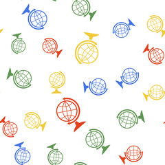 Poster - Color Earth globe icon isolated seamless pattern on white background. Vector.
