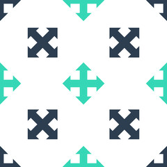 Poster - Green Arrows in four directions icon isolated seamless pattern on white background. Vector.