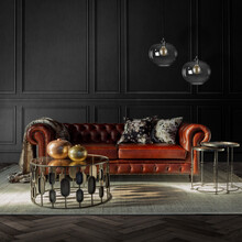 Luxury Moody Living Room With Chesterfield Couch