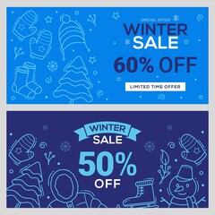 Wall Mural - Winter sale banner design template vector illustration