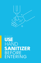 Wall Mural - Use hand sanitizer. Poster, announcement during the epidemic. Vector illustration. A4 