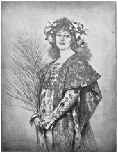 Portrait Of Sarah Bernhardt (as Gismonda) - A French Stage Actress. Illustration Of The 19th Century. White Background.