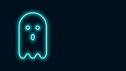 Poster - Glowing neon line Ghost icon isolated on black background. 4K Video motion graphic animation