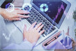 © peshkova - Multi exposure of woman hands typing on computer and forex chart hologram drawing. Stock market analysis concept.