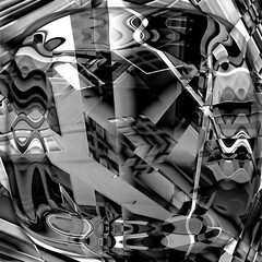 Poster - Futuristic abstract of  robotic structure and form in black and white