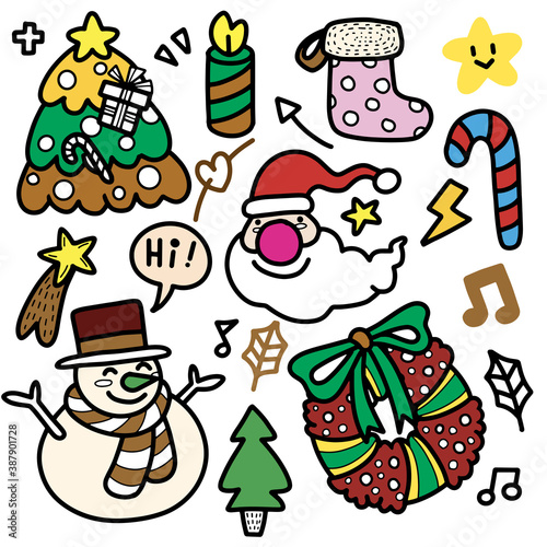 Cute Hand Drawn Christmas Doodles Set Of Christmas Design Element In Doodle Style Sketchy Hand Drawn Doodle Cartoon Set Of Objects On The Merry Christmas Theme Each On A Separate Layer Stock Vector