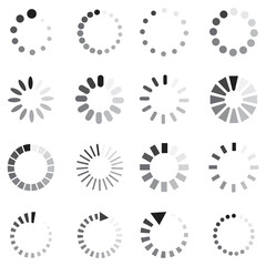 Aufkleber - Vector circular loading icons. Set of progress and status symbols. Download designation. Stock image. EPS 10