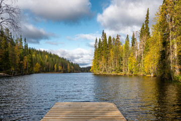 Wall Mural - Canyon Lake Julma-Olkky at autumn in Finland.