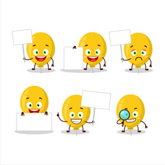 Canvas Print - Yellow balloon cartoon character bring information board