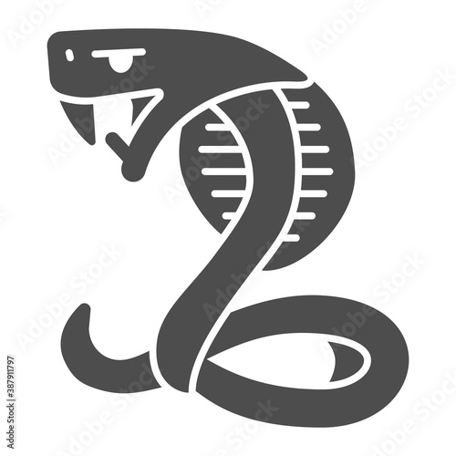 Fotografía Aggressive cobra solid icon, halloween concept, snake sign on white background, serpent icon in glyph style for mobile concept and web design