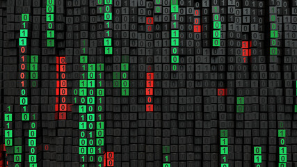 Poster - Digital binary computer code 3D render