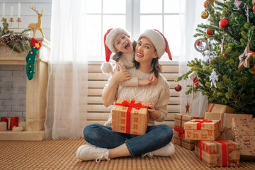 family celebrating Christmas