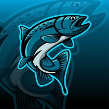 Trout Fish Mascot In Blue Tones Vector