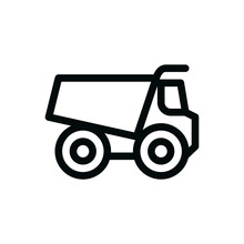 Heavy Duty Dumper Truck Isolated Icon, Heavy Duty Tipper Truck Outline Vector Icon With Editable Stroke