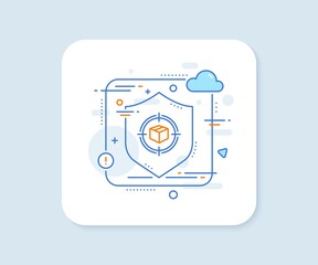 Poster - Parcel tracking line icon. Abstract vector button. Delivery monitoring sign. Shipping box in target symbol. Parcel tracking line icon. Protect shield concept. Vector