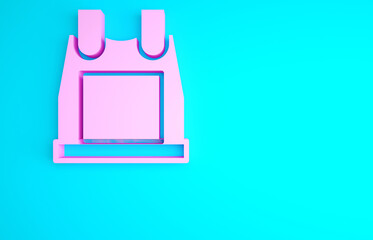 Wall Mural - pink bulletproof vest for protection from bullets icon isolated on blue background. body armor sign.