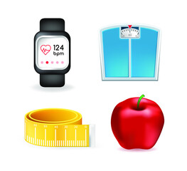 Poster - High Quality Realistic 3D Cute  Icons on White Background . Isolated Vector Illustration 