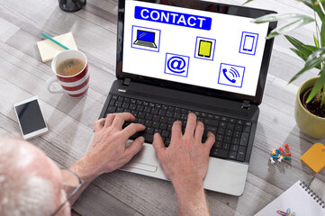 Contact concept on a laptop screen