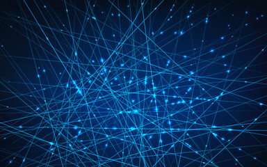 Poster - Neural Networks. Artificial intelligence and deep learning concept. Lines and Nodes connected into cells computer web. Vector